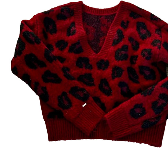 PINK reversible heavy wool  leopard sweater M - Picture 5 of 7